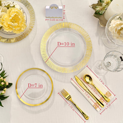 Gold Plastic Plates and Napkins for 25 Guests