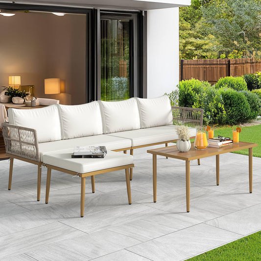 6-Piece Outdoor Rattan Sectional Sofa Set