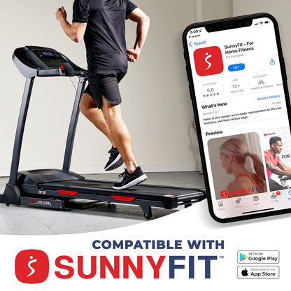 Sunny Health Folding Incline Treadmill with Bluetooth