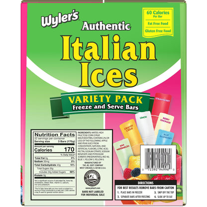 Wyler's Fat Free Italian Ice Freezer Bars 96ct