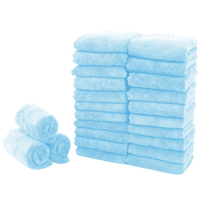 Sunny zzzZZ 24 Pack Kitchen Towels (Aquamarine, 10 x 20 Inch) - Does Not Shed Fluff - No Odor Reusable Dish Towels, Premium Dish Cloths, Super Absorbent Coral Fleece Cleaning Towels
