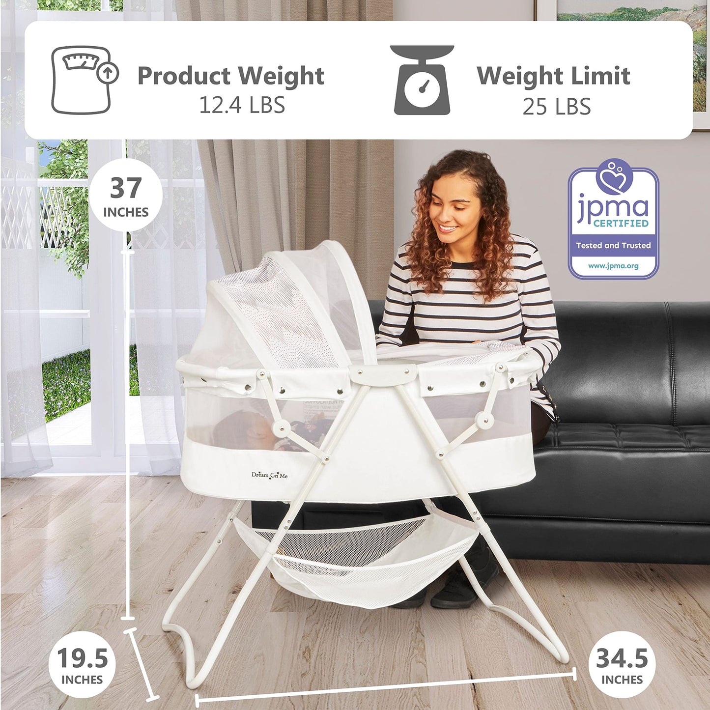 Dream On Me Portable Baby Bassinet with Canopy