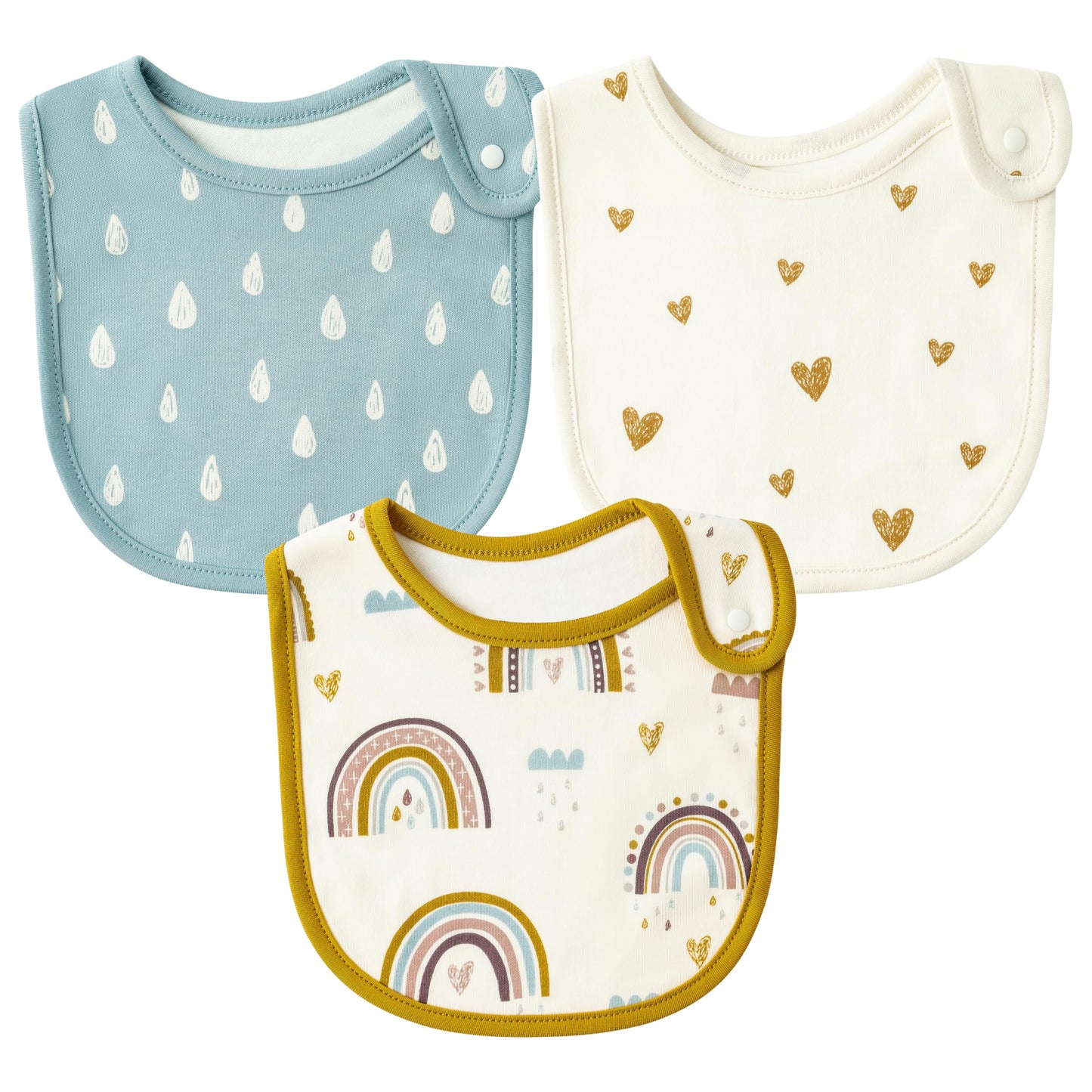 2ooya Cotton Drooling Baby Bib - 3Pcs Unisex Boy Girl Cotton Teething Infant Bibs with Adjustable Buttons Boho Rainbow Toddler Food Bibs Keepsake Baby Gift Photo Props for Baby Shower(6-12 months)