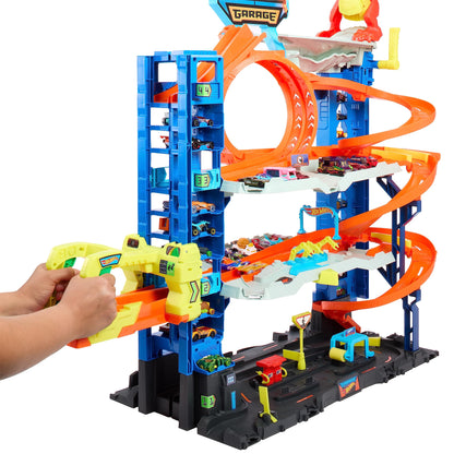 Hot Wheels City Toy Car Track Set Ultimate Garage with 2 Die-Cast Toy Cars & Car-Eating Dragon, Stores 50+ Vehicles, 4 Levels