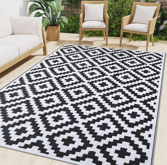 Smiry Waterproof Reversible Outdoor Rug 5x8 ft