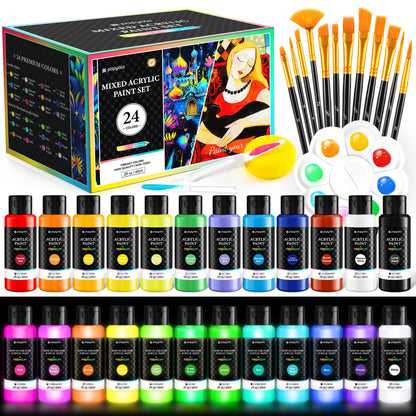 40 PCS Glow in The Dark Acrylic Paint Set