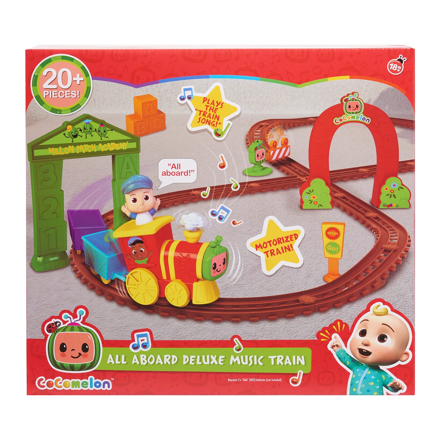 CoComelon All Aboard Musical Train with Bonus Pieces, 24-pieces, Plays “The Train Song", Kids Toys for Ages 18 Month by Just Play,Multicolor