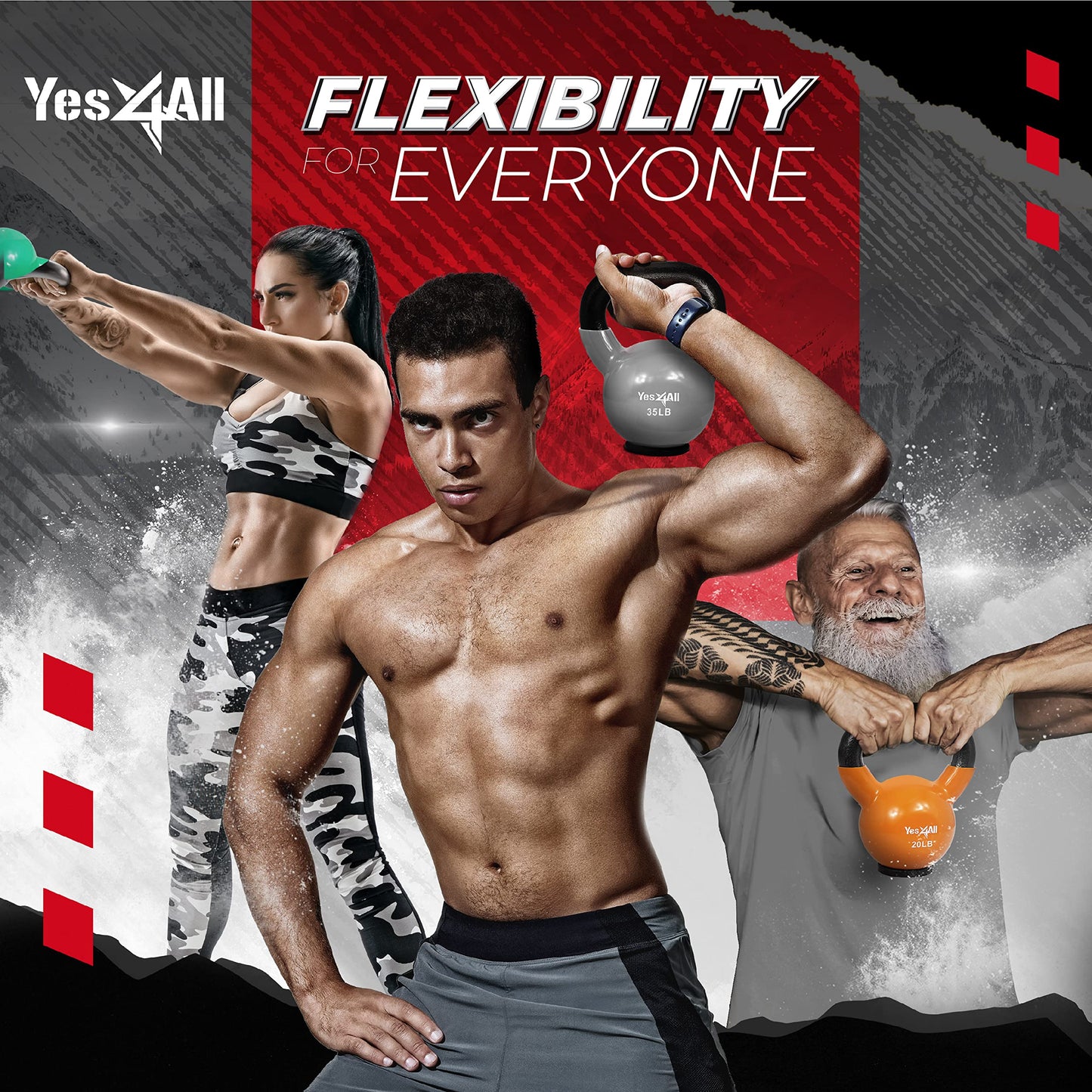 Yes4All 30LB Vinyl Kettlebell for Strength Training