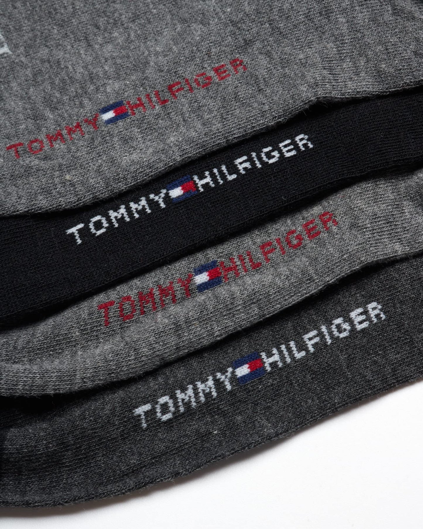 Tommy Hilfiger Men's Dress Socks - 8 Pack Comfort Stretch Crew Socks for Men - Crew Length Breathable Mens Work Socks (7-12), Size 7-12, Black/Grey Logo