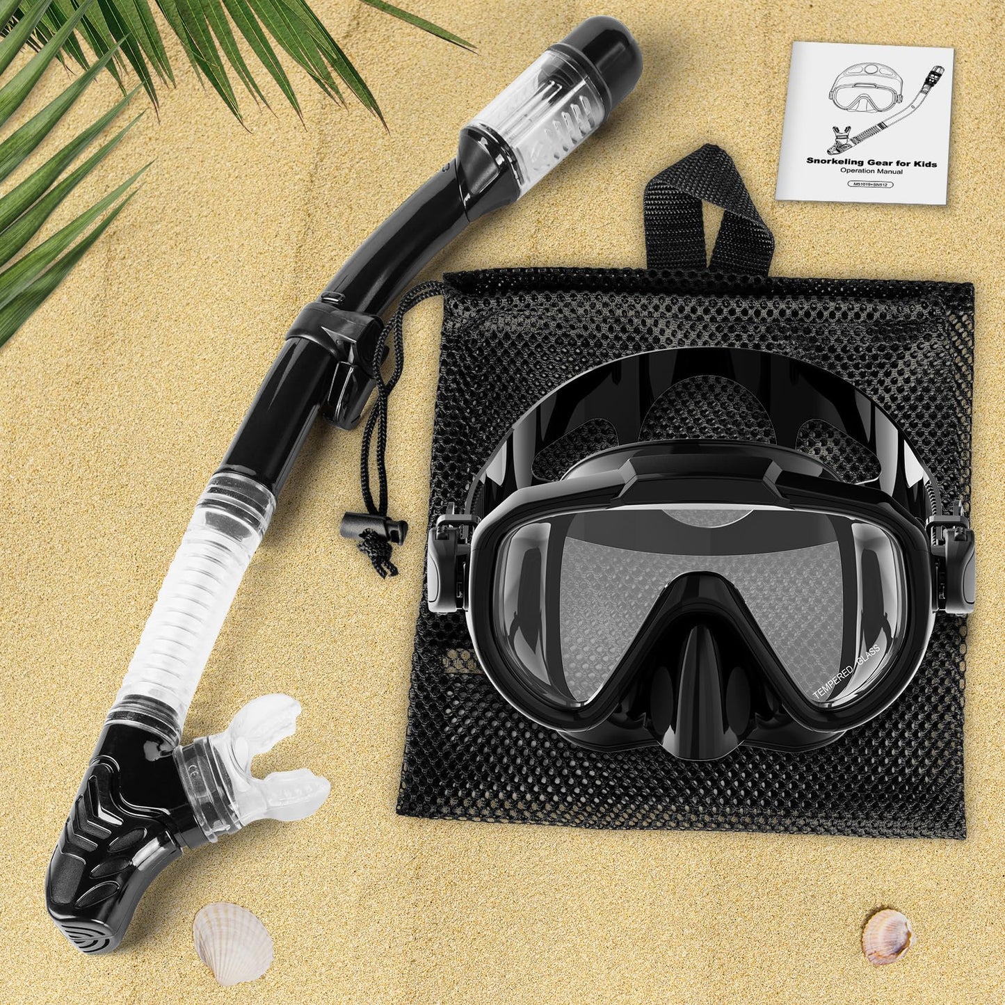 Kids Snorkel Set with Anti-Fog Glass Lens