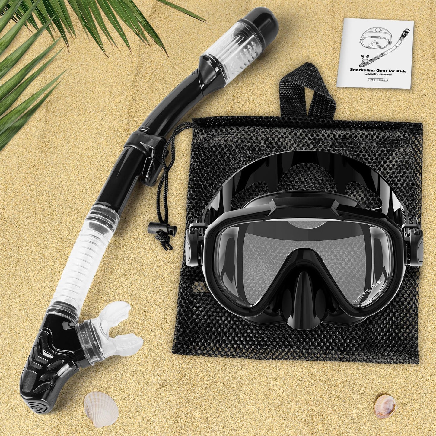 Kids Snorkel Set with Anti-Fog Tempered Glass