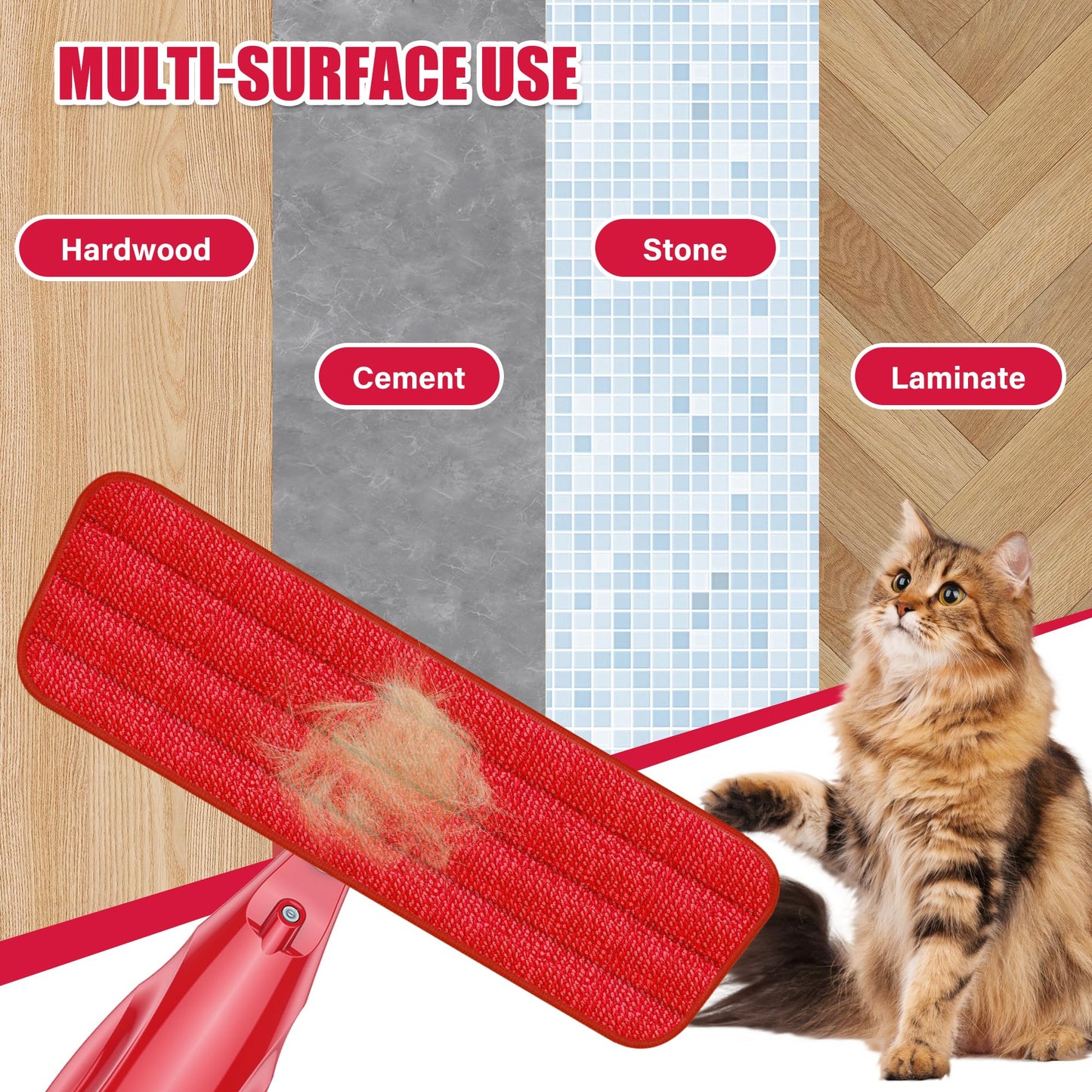 Spray Wet Mop for Hardwood Floor Cleaning, EXEGO Microfiber Dry Dust Spray Mop with Washable Pads fit for Swiffer Power Mop, Wet Mop with Jet Sprayer for Wood Laminate Ceramic Tiles Home Commercial