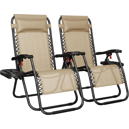 2 Pack Yaheetech Adjustable Reclining Lounge Chairs