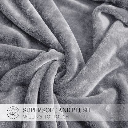 RYB HOME Throw Blanket Grey Fleece Blankets Soft Lightweight Warm and Cozy Light Grey Travel Size Flannel Blanket for Couch Bed Sofa, W50 x L60 inch