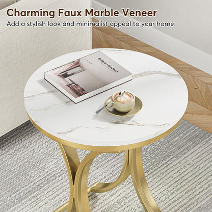 Tribesigns Round Faux Marble Side Table Set