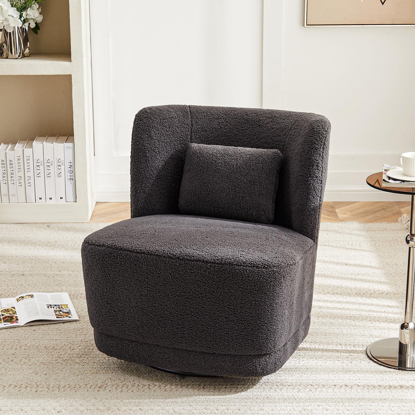 Modern Velvet Swivel Accent Chair with Cushion
