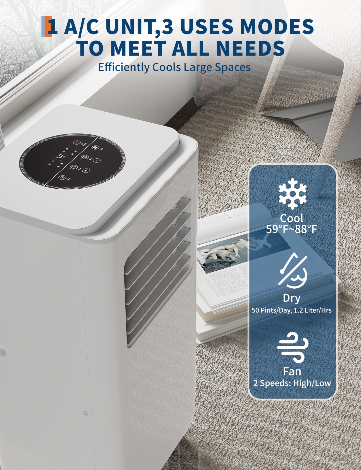 8,000 BTU Portable Air Conditioner,Remote Control Portable AC Uni