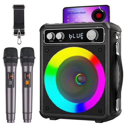 Portable Karaoke Machine with Dual Microphones