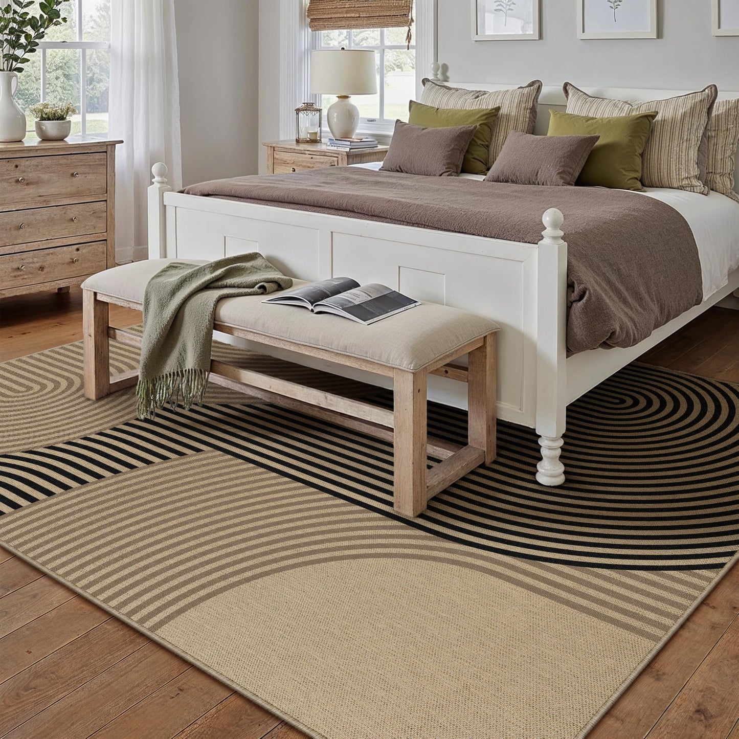 PureCozy Modern Rainbow Easy Jute Rug 6x9 Large Living Room Carpet Washable Outdoor Patio Dining Room Rug Contemporary Farmhouse Non Slip Indoor Outdoor Carpet for Backyard Deck Office Decor