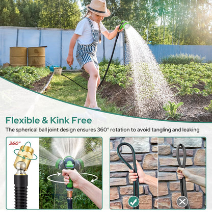 50 ft HOMEIDEAS Kink-free Garden Hose with Nozzle