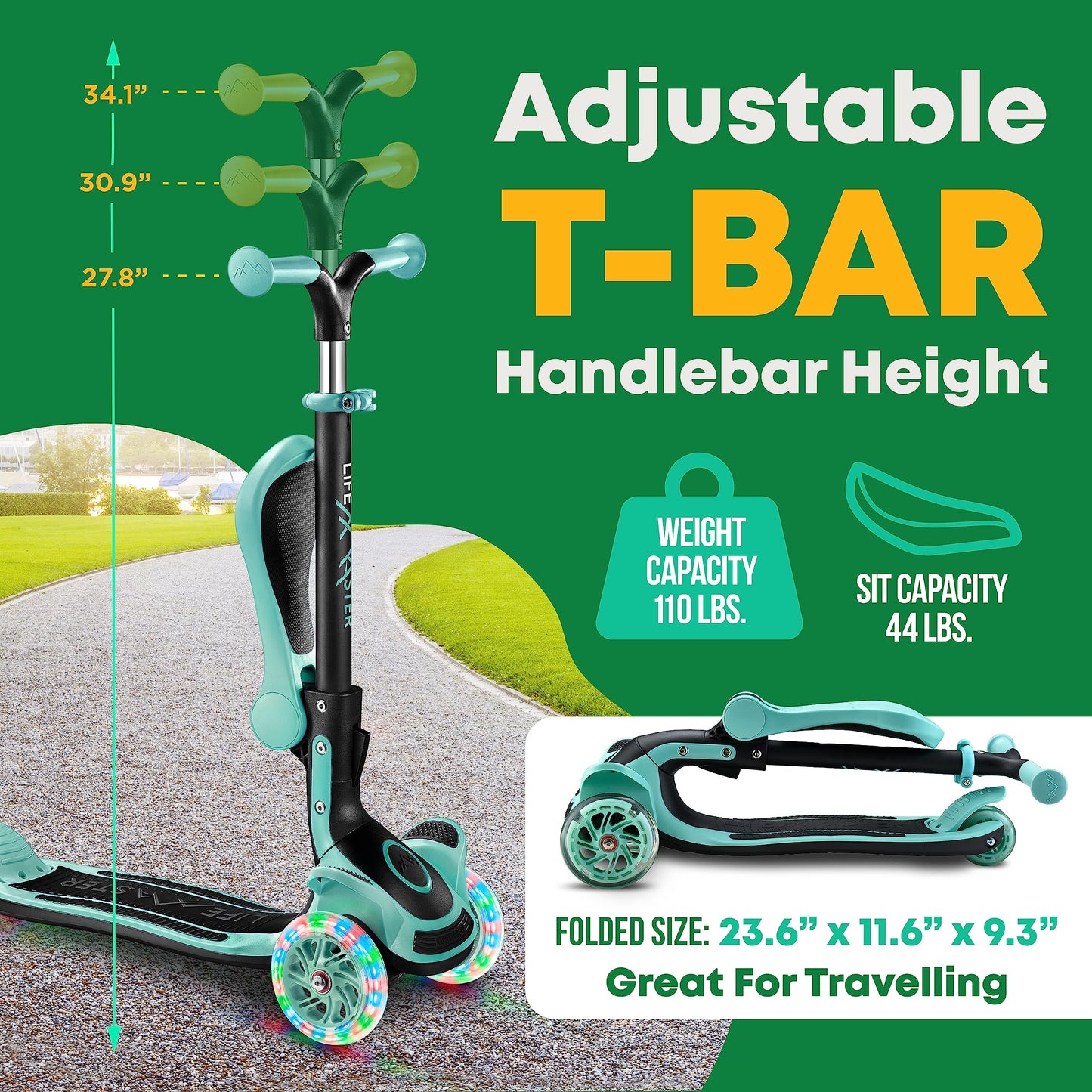 Kids 3-Wheel Kick Scooter with LED Lights