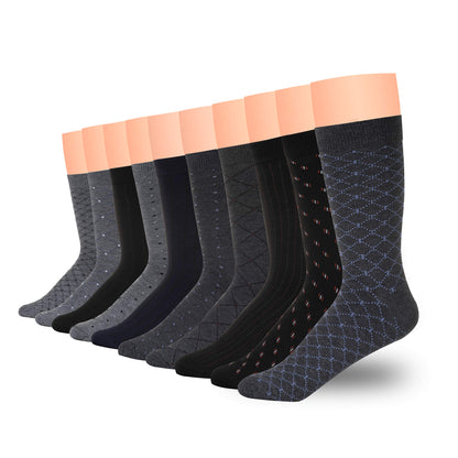 3KB Men's Dress Socks (10 Pairs Per Pack) - Variety of Patterns and Sizes (12-15, Classic Collection 2)