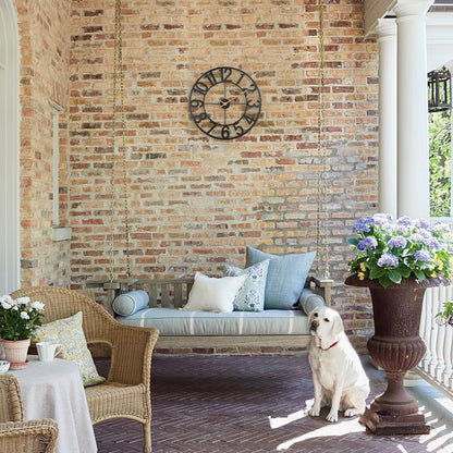 24-Inch Outdoor Wall Clock, Silent Battery Operated