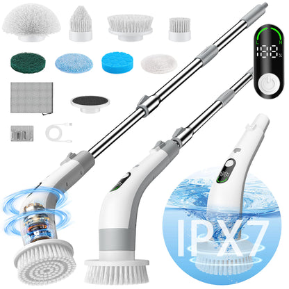Electric Spin Scrubber with LED Display & 8 Heads