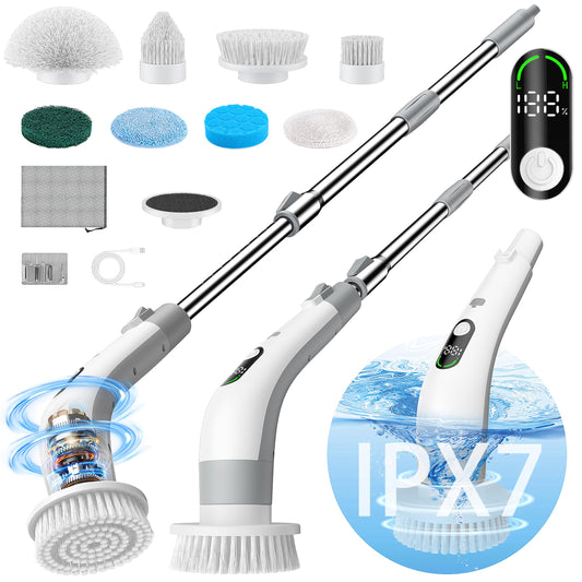 Electric Spin Scrubber with LED Display & 8 Heads