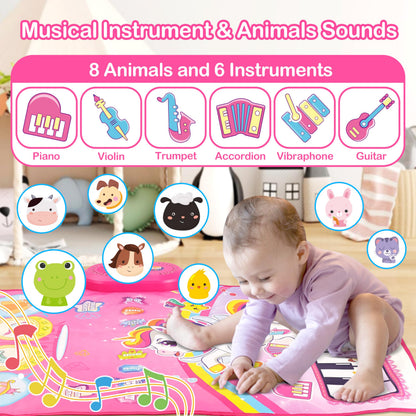 Unicorn Piano Drum Play Mat for Toddlers