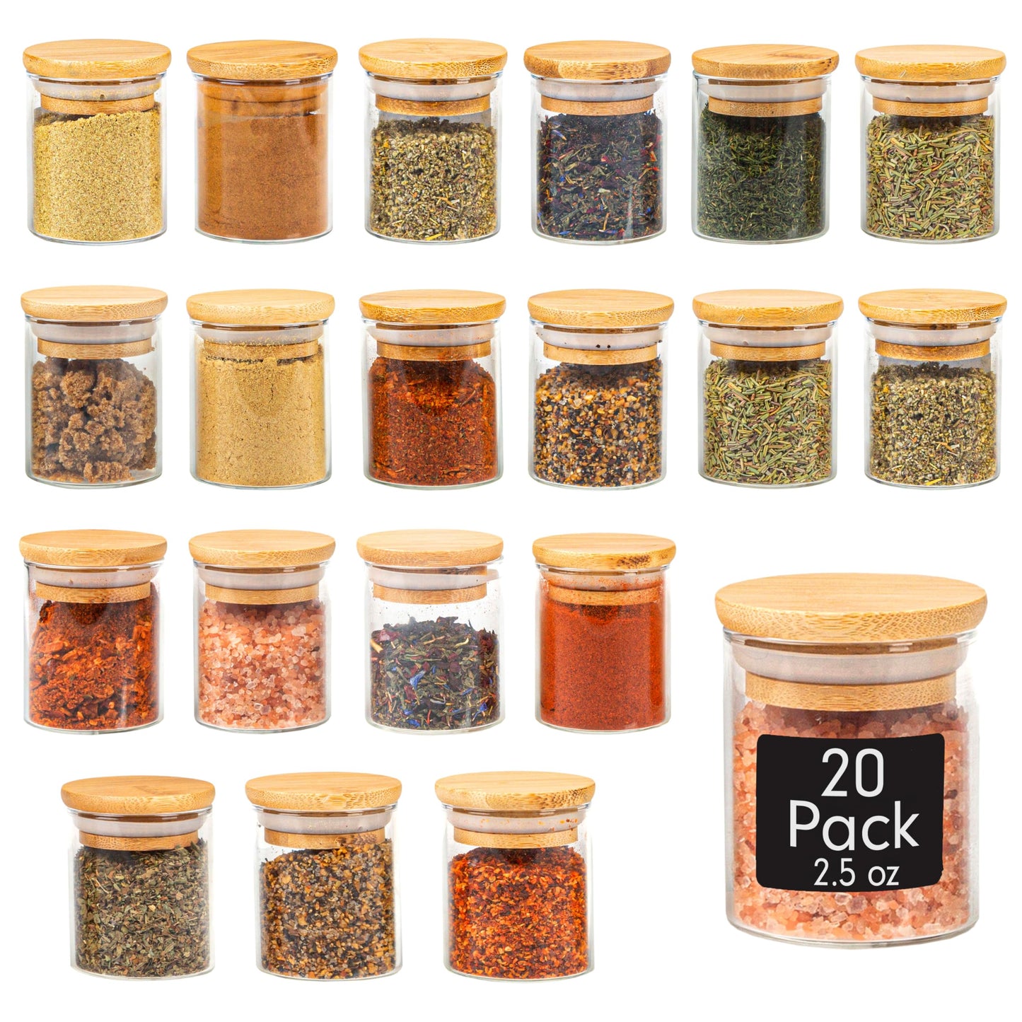 20 Pack Mini Glass Spice Jars with Lids