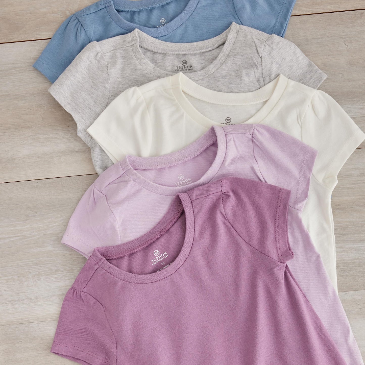 HonestBaby Organic Cotton Puff Sleeve T-Shirt 5-Pack