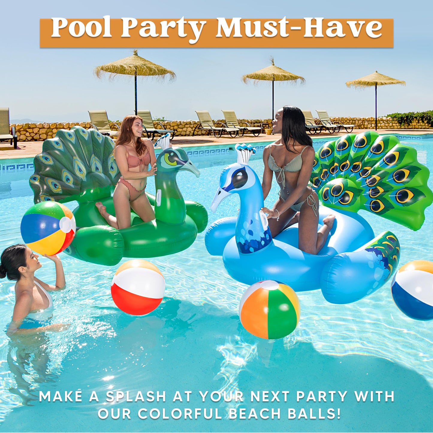 JOYIN 4-Pack Inflatable Beach Balls for Parties