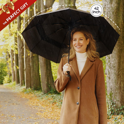 TUMELLA Compact Windproof Automatic Umbrella for Travel