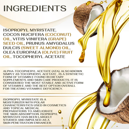 8 Oz Coconut Oil, Sweet Oil - Hair and Skin Softener, Carrier Oil for Essential Oils - Massage Oil, Cold Pressed Oil for Body,Body Oil After Shower, Fractionated Coconut Oil