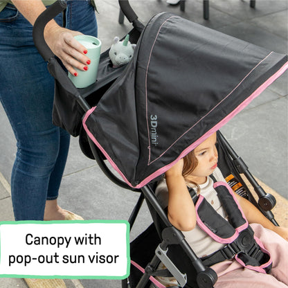 Summer Infant 3Dmini Convenience Stroller, Pink – Lightweight Stroller with Compact Fold, Multi-Position Recline, Canopy with Pop Out Sun Visor and More – Umbrella Stroller for Travel