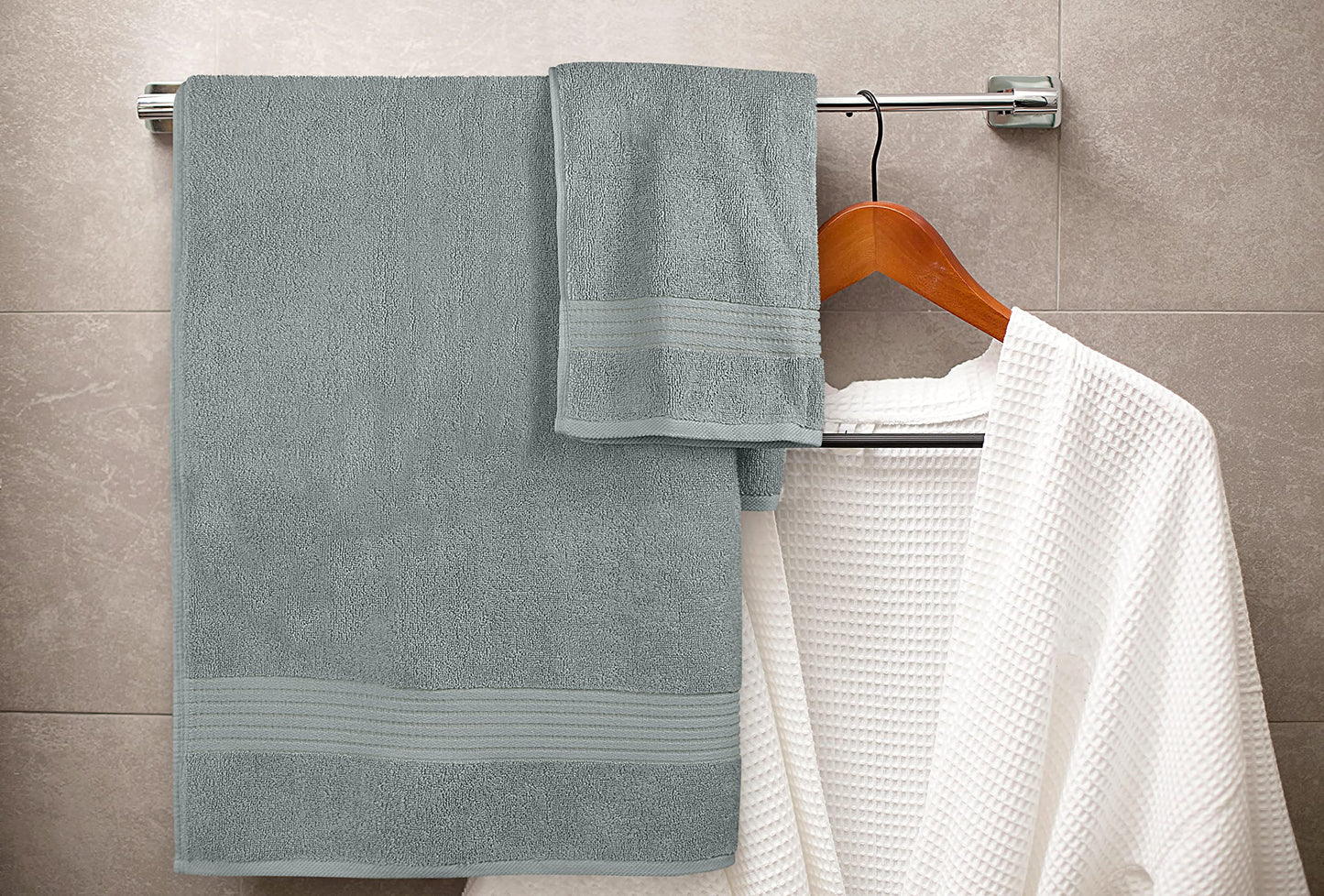 Utopia Towels 8-Piece Premium Towel Set, 2 Bath Towels, 2 Hand Towels, and 4 Wash Cloths, 100% Ring Spun Cotton Highly Absorbent Towels for Bathroom, Sports, and Hotel (Cool Grey)