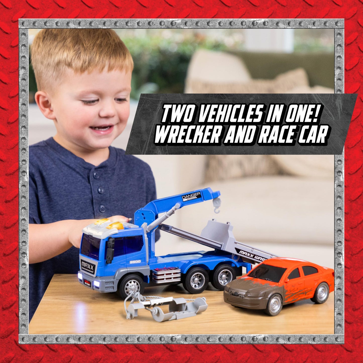 Maxx Action Long Hauler Wrecker with Car