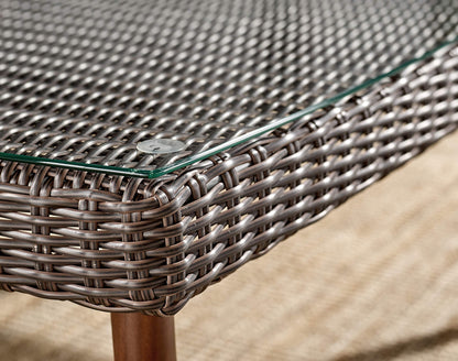 Athens All-Weather Wicker Outdoor 26" H Cocktail Table with Glass Top