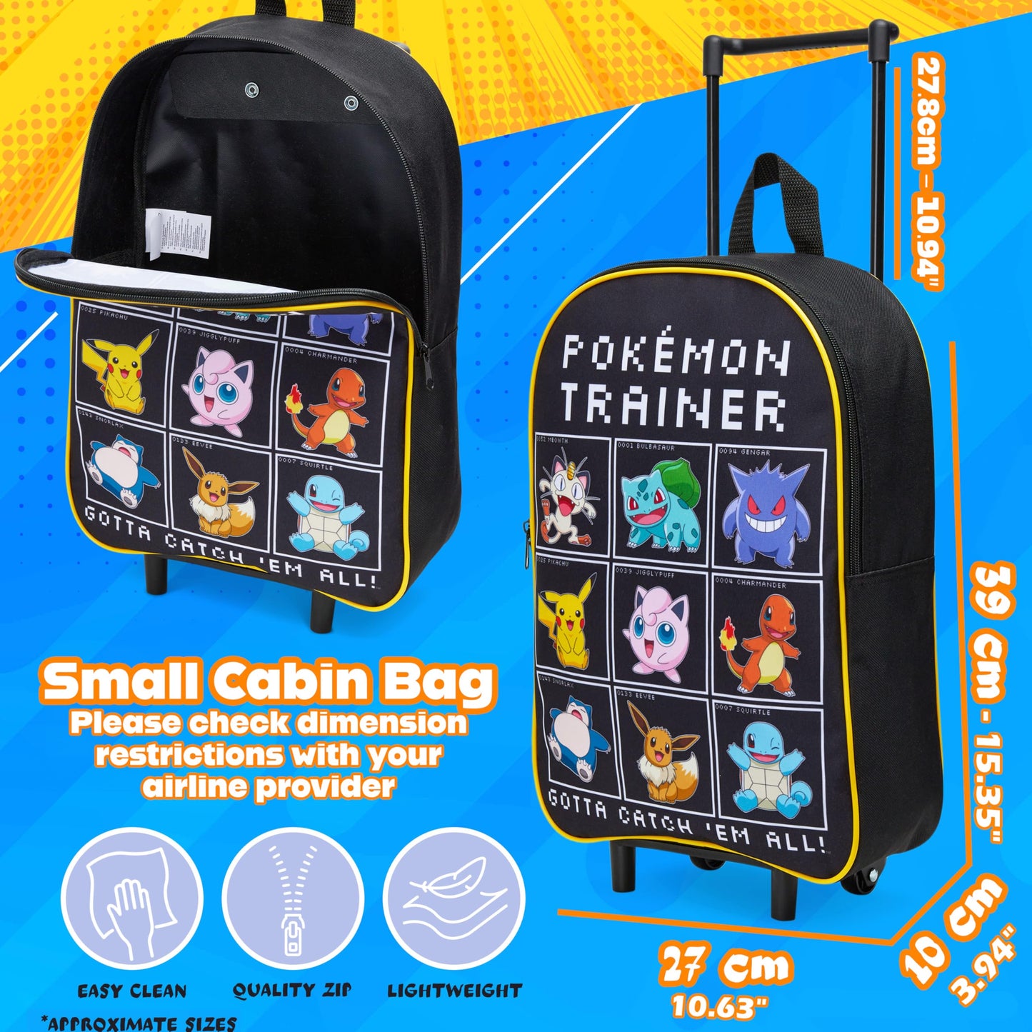 Pokemon Foldable Kids Trolley Suitcase 15"