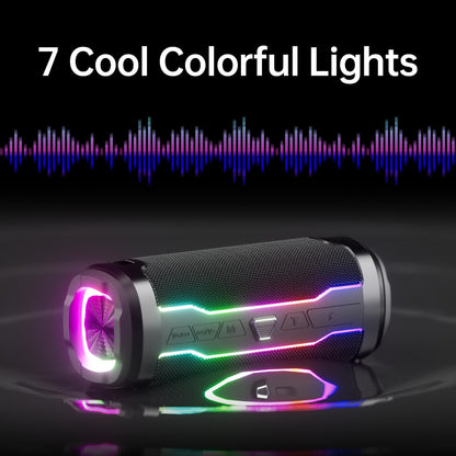 Bluetooth Speakers, Portable Bluetooth Speakers Wireless with 20W Loud Stereo Sound, IP7 Waterproof Shower Speaker Colorful Flashing Lights, Built-in Mic Hands-free Calling, for Outdoor Home Party