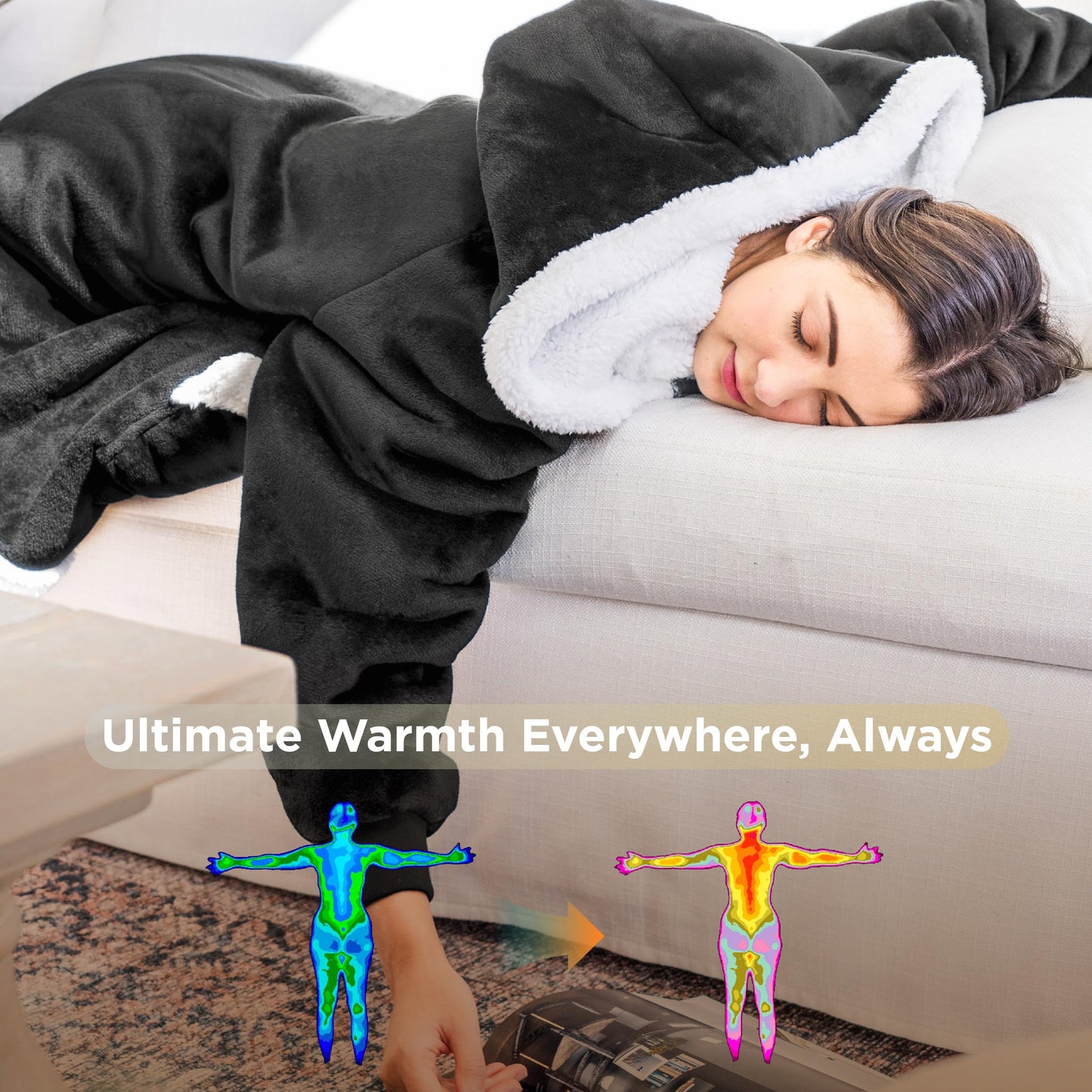Bedsure Wearable Blanket Hoodie for Adults & Kids