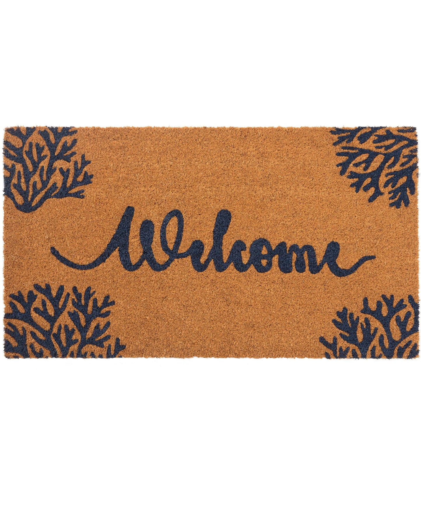 SUMGAR Welcome Mat Indoor Outdoor Coir Doormat Spring Entrance Inside Front Door Washable Cute Small Heavy Duty Backing Absorbent Waterproof Non Slip Costal Ocean Door Rug for Dog Friends Gift 17x30in