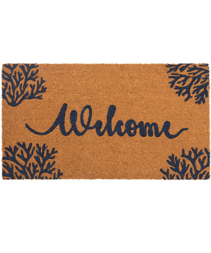 SUMGAR Welcome Mat Indoor Outdoor Coir Doormat Spring Entrance Inside Front Door Washable Cute Small Heavy Duty Backing Absorbent Waterproof Non Slip Costal Ocean Door Rug for Dog Friends Gift 17x30in