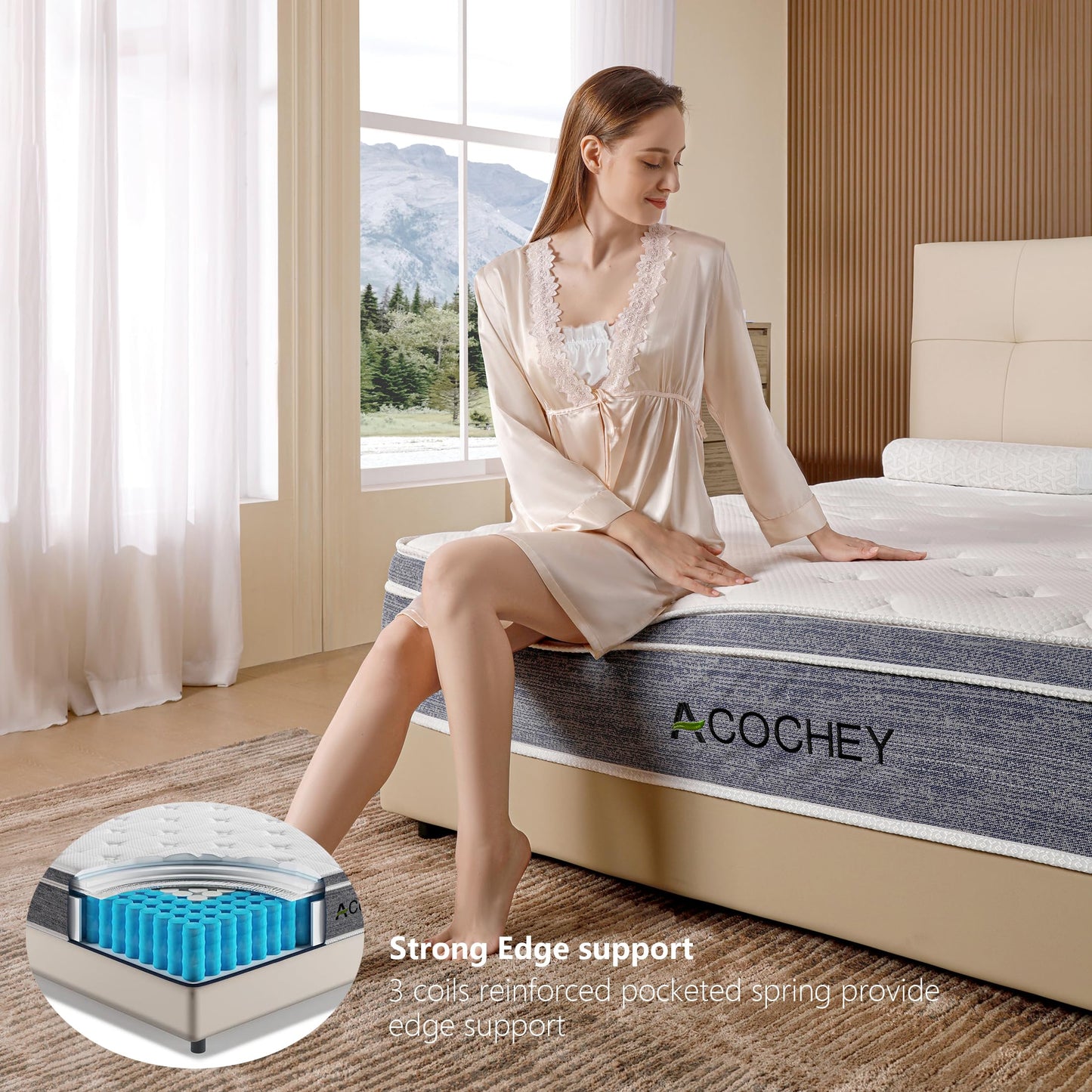 Acochey 8 Inch Hybrid Gel Memory Foam Mattress