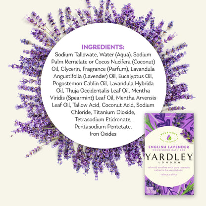 Yardley London English Lavender Naturally Moisturizing Bath Bar, 4.25 ounce