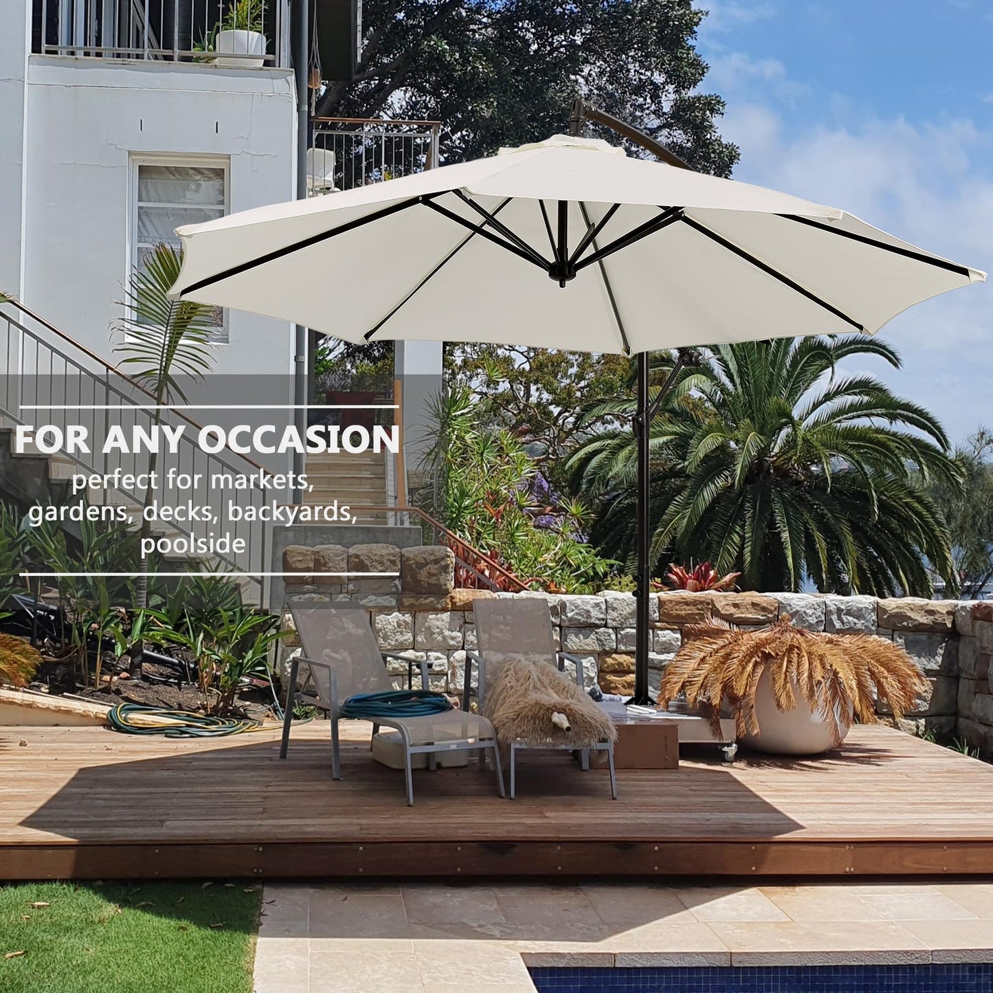 VECELO 10ft Offset Patio Umbrella