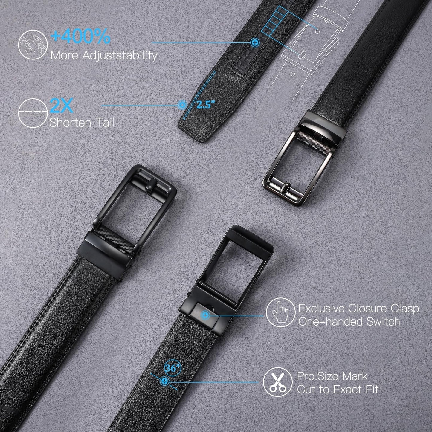 SENDEFN Men's Leather Casual Belt with Click Buckle