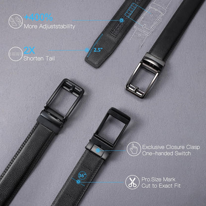 SENDEFN Men's Leather Casual Belt with Click Buckle