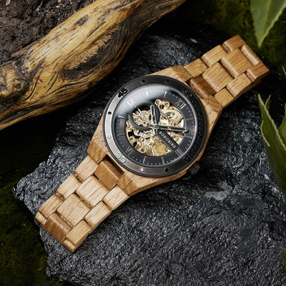 BOBO BIRD Men's Luxury Wooden Skeleton Watch